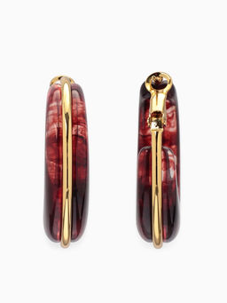 Серьги-кольца акрил «Тренд», бордовые в золоте