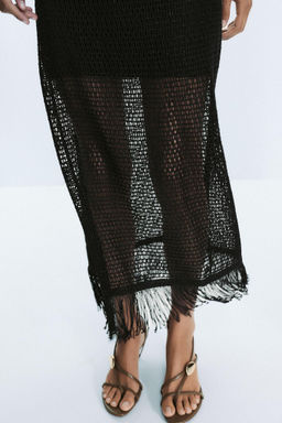 FRINGED STRAPLESS MIDI DRESS - Zara фото 4