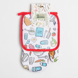 Кухонный набор Доляна Cook book, прихватка 17*17 см, рукавица 26*16 см,100% п/э  фото 4