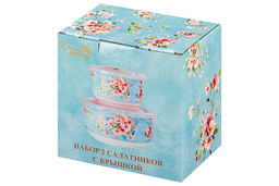 Набор 2 салатников 560 мл 13*13*6,5 см + 260 мл 10,5*10,5*6 см Яблоневый цвет на голубом без зол.к - Elan gallery фото 16