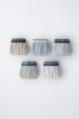 AGES 6-14/ 5-PACK OF CHECKERBOARD PRINT BOXERS