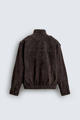 CAZADORA PIEL ANTE / Gris antracita - Zara фото 8