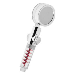 Лейка для душа ZEIN Z4088, микроточки, кнопка «стоп», вентилятор, спираль, красный/хром