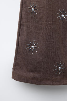 PANTAL?N WIDE LEG PAREO BOTONES / Marr?n - Zara фото 4