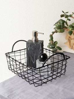 Корзина для хранения 25x20x10 черный сталь с порошковым покрытием