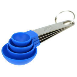 Ложка мерная пластмассовая, набор 4 штуки 2,5мл; 5мл; 7,5мл; 15мл, цвета микс, ручка из нержавеющей стали, на картоне (Китай) - Домашняя Мода фото 2