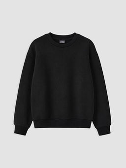 Bisiklet Yaka K?z ?ocuk Kal?n Sweatshirt