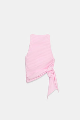 TOP HALTER POPEL?N PLIEGUES LAZO / Rosa - Zara фото 4