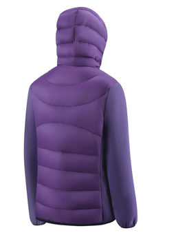 Куртка женская гибридная стёганая с капюшоном с графеновой подкладкой фиолетового цвета 9630_1F