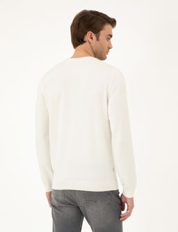 Ekru Slim Fit Bisiklet Yaka Basic Triko Kazak - Pierre cardin фото 5