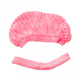 Шапочка для душа одноразовая, пленка ПНД, 10мкм, мягкая резинка по всему диаметру, водонепроницаемая, розовый, в упаковке 100шт, в евроблоке, ТУ 25.24.25-024-64015714-2021, "SMZ" (Россия)