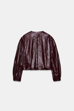 FAUX LEATHER PUFF-BALL BOMBER JACKET - Zara фото 6