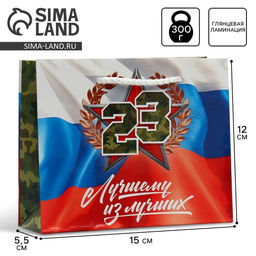 Цена за 3 шт. Пакет подарочный ламинированный, упаковка, «С 23 февраля», S 15×12×5.5 см