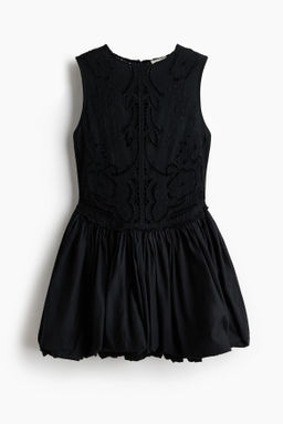 Vestido en mezcla de lino con falda burbuja