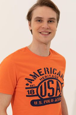 U. S. Polo Assn Мужская оранжевая футболка с круглым вырезом - U.s. polo assn фото 2