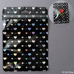 Пакет подарочный 10,5х15 см сердце черный / ZIP-01 / штучно Пакет подарочный 10,5х15 см сердце черный / ZIP-01 / штучно