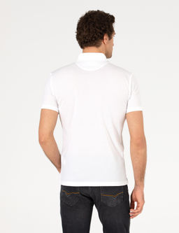 Белая базовая футболка узкого кроя с воротником поло из мерсеризованной ткани