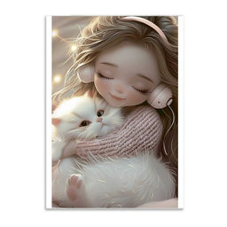 Блокнот, А6, 40 л, арт. 72949 ДЕВОЧКА В НАУШНИКАХ И КОТЕНОК /