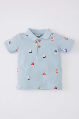 Футболка-поло с короткими рукавами и рисунком пике для маленьких мальчиков