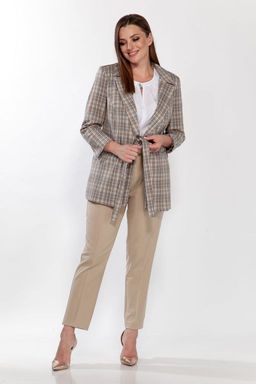 Жакет Belinga 5119 бежевый/клетка фото 3