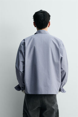 CAMISA BOXY FIT CUADROS / Azul lavado - Zara фото 3