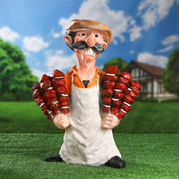 Садовая фигура - подставка для шампуров из полистоуна «Шашлычник», 44×30×55 см