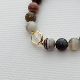 Браслет из ботсванского Агата и Горного Хрусталя 17 см