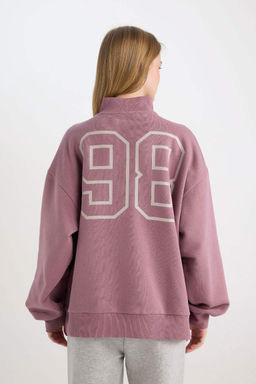 Женская крутая толстая толстая толстая толстовка оверсайз с широким кроем и воротником-стойкой сзади с принтом - Defacto фото 6