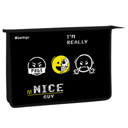 Папка для тетрадей А4, молния сверху Berlingo "Im really a nice guy" (PP04-BP-1202) пластик