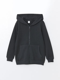 Kap??onlu Uzun Kollu Erkek Bebek Fermuarl? Sweatshirt