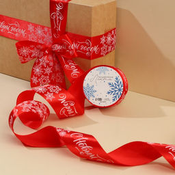 Цена за 2 шт. Лента атласная «С Новым годом», красная, 4 см × 5 метров