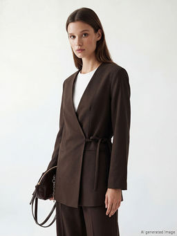 Kruvaze Yaka Kad?n Blazer Ceket