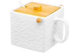 Банка д/сыпучих продуктов с бамбуковой крышкой 1000 мл 16,5*15*12 см Веточки-цветочки + ложка - Elan gallery фото 11