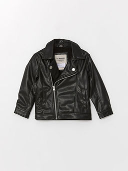 Biker Yaka Erkek Bebek Deri G?r?n?ml? Mont