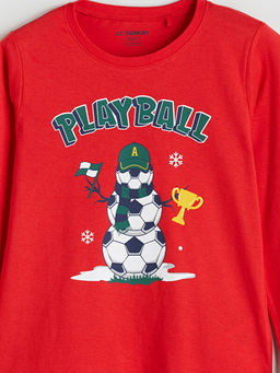 Bisiklet Yaka Bask?l? Erkek ?ocuk Pijama Tak?m?