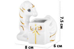 Вазочка для зубочисток 8*6*7,5 см Лошадь белая с золотом, фарфор - Elan gallery фото 2