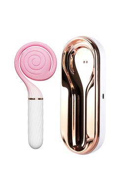 Вибратор с вакуумным стимулятором OTOUCH Lollipop Dual Stimulation, силикон, бело-розовый, 20 см