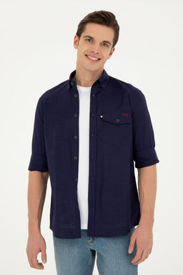 Мужская темно-синяя рубашка с длинным рукавом - U.s. polo assn фото 10