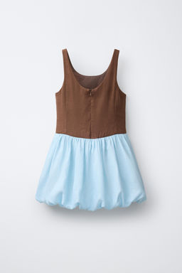 VESTIDO COLOR BLOCK 100% LINO / Marr?n - Zara фото 4