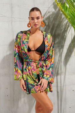 Siyah Mini Dokuma Plaj Kimono&Kaftan TBESS25KM00002 - Trendyolmilla фото 8