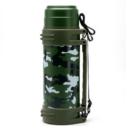 Термос Тропа. Камуфляж, 2 л, 13.5?36 см, с двумя кружками, с ремешком, сохраняет тепло 24 ч, нержавеющая сталь, зелёный