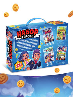 Подарочный набор 4в1 «Набор героев», книги, значки, наклейки