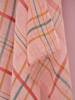 лен с хлопком Большой, красивый двусторонний палантин с необычной выработкой по всему полотну изделия - Tantino фото 3