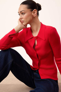 Wardrobe Essentials K?rm?z? Premium Iplik Polo Yaka Triko H?rka | TWOAW26HI00225