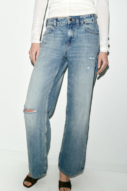 JEANS Z1975 STRAIGHT LOW-RISE RIPPED - Zara фото 13