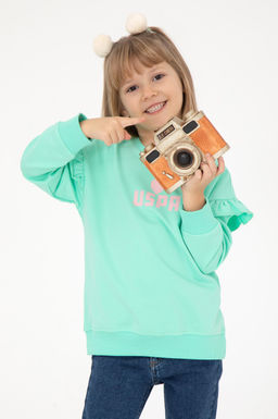 Мятный свитшот для девочки Неожиданная скидка в корзине
