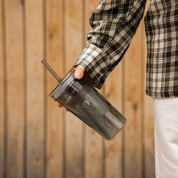 Стакан SL Home «Идиллия», 650 мл, 8.5×24 см, стекло, с трубочкой, зелёный