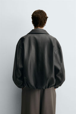 LEATHER EFFECT BOMBER JACKET