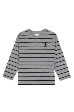 Erkek _ocuk Gri Melanj Bisiklet Yaka S_prem Sweatshirt - U.s. polo assn фото 2