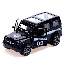 Машина металлическая Полиция, 1:48, инерция, открываются двери, цвет чёрный - Автоград фото 3